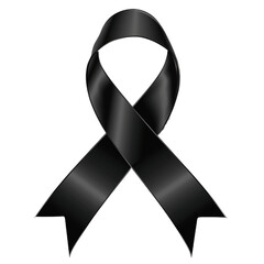 Black awareness ribbon isolated on transparent background