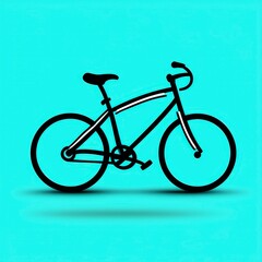 Fototapeta premium Minimalist bicycle outline icon in teal color isolated on a clean white background for creative design use