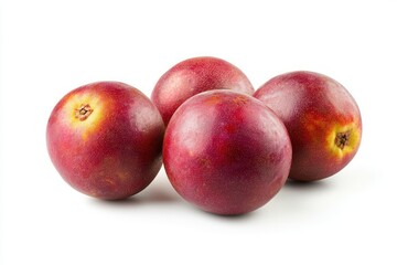 Fototapeta premium Close Up of Red Nectarines on White Background Rich Detail of Fresh Nectarines Food Photography Healthy Diet Bright Colors Natural Style