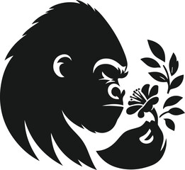vector illustration of a gorilla with a flower