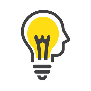 Human head bulb, lamp, logo, vector, idea, smart icon. 