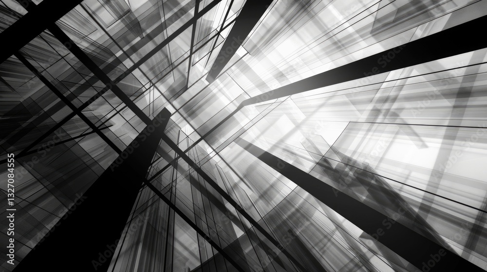 Poster abstract geometric shapes with transparent overlapping lines on a white background. background image