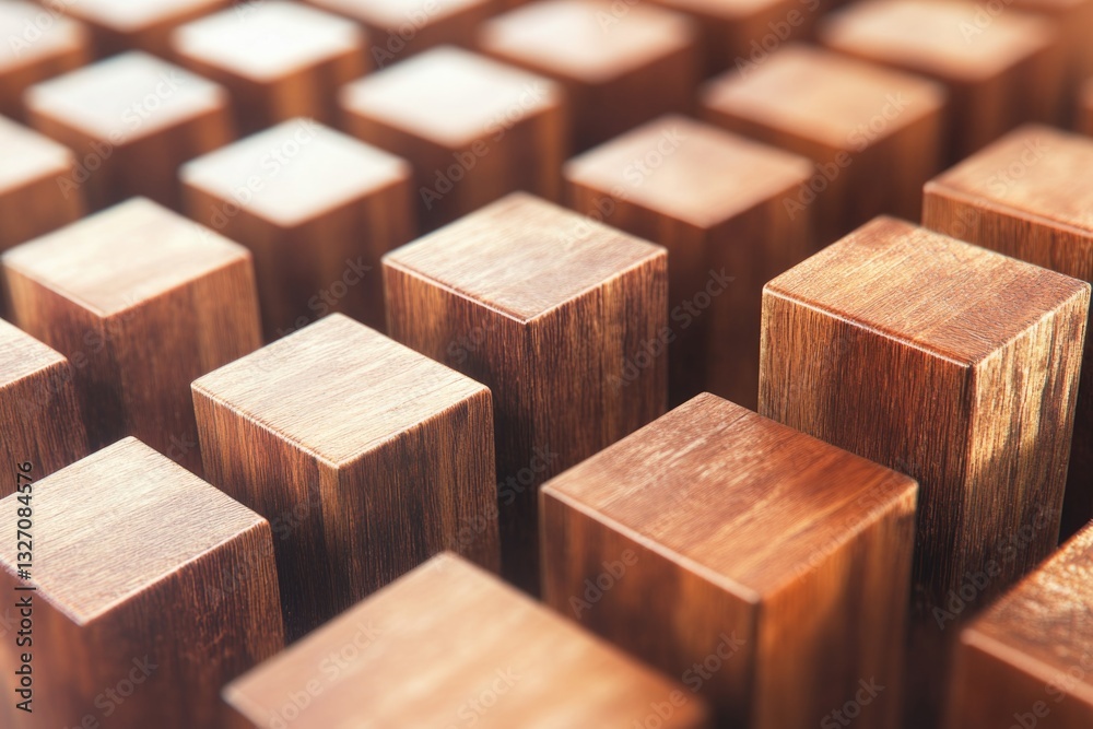 Aufkleber a close-up shot of a pile of wooden building blocks, suitable for use in architectural or constructi