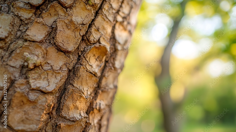 Leinwandbilder a closeup view of a textured tree bark illuminated by soft natural light creating an organic and war