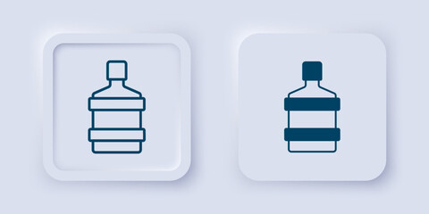 Filled and outline Big bottle with clean water icon isolated on grey background. Plastic container for the cooler. Square button. Vector