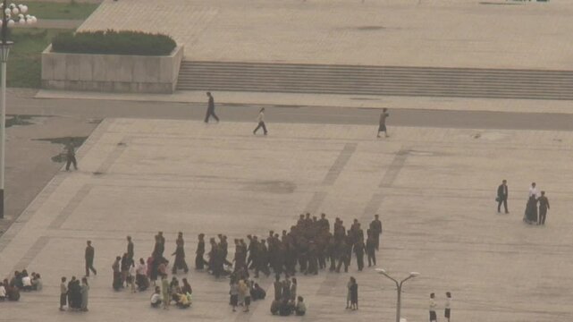 North Korean soldiers on Kim Il Sung square, Pyongyang, North Korea