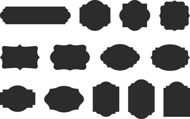 Vintage label collection with ornate frames and elegant silhouettes. Decorative badge shapes for product packaging, branding and logo design. Vector templates set with blank, empty space
