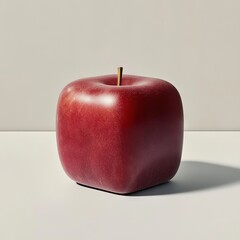 A cube shaped isolated apple. Generative AI.