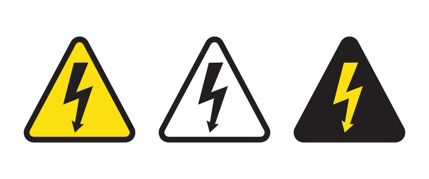 High voltage sign, warning sign, electrical hazard sign, vector illustration, isolated on a white background