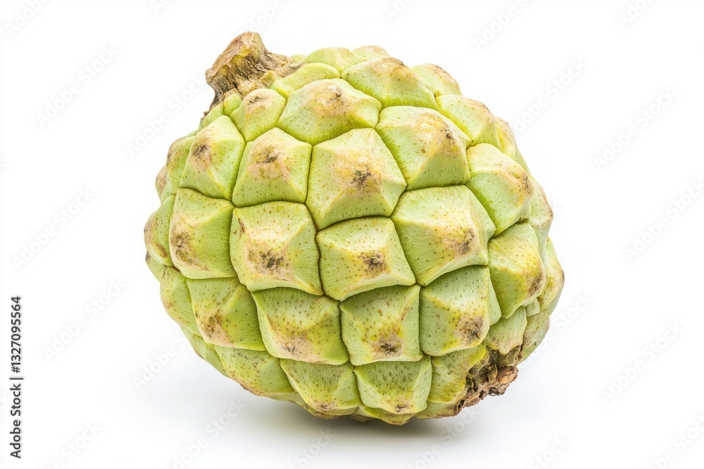 Aufkleber Close up custard apple captures the intricate texture and geometrical pattern on white background delicious tropical fruit