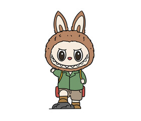 Cute of Labubu Adventure. Animal Sticker and Keychain Vector 