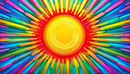 Abstract Artwork Depicting Two Sun Rays Made From Colored Pencils.