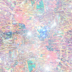 Holographic iridescent rainbow color glitter shiny seamless pattern textured background design 
