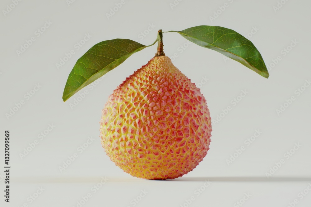 Aufkleber exotic lychee fruit with textured skin and fresh green leaves creating a vibrant and inviting still 