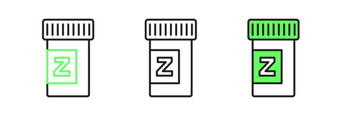 Set line Sleeping pill icon isolated on white background. Vector