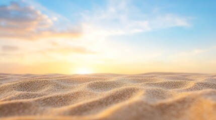 Fototapeta premium Soft sandy landscape under a breathtaking sky during a serene sunset : Generative AI
