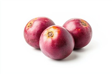 Fototapeta premium Close up shot displaying fresh passion fruit with a vibrant red texture on a clean white background
