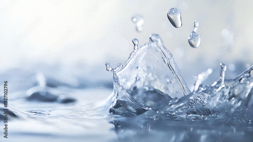 Leinwandbilder crystal clear water splash creating dynamic ripples and droplets in a serene aquatic environment : g
