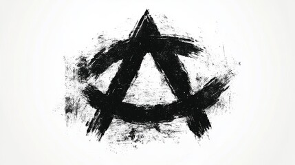 Grunge anarchy symbol in black paint, political statement, rebellion artistic design
