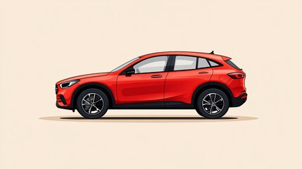 Fototapeta premium Red SUV Side View Illustration