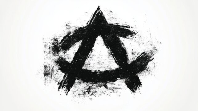 Grunge anarchy symbol in black paint, political statement, rebellion artistic design