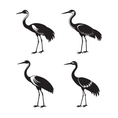 Elegant Long Necked Bird Sketch in Black and White