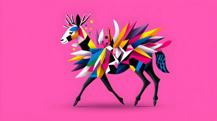 Whimsical Geometric Llama Design with Pastel Colors