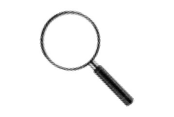 Halftone magnifying glass,cut out from paper
