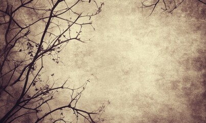 Bare branches against vintage textured sky, ideal for backgrounds