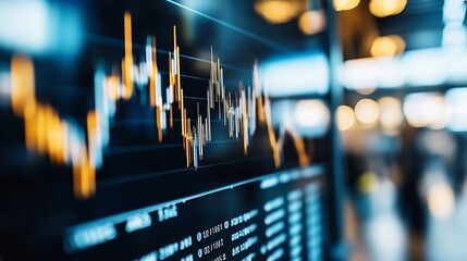 Dynamic financial market data displayed on a graph with blurred background showing modern business environment : Generative AI