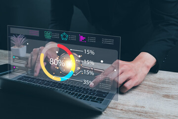 A professional image depicting an analyst focused on data analysis to enhance corporate performance...