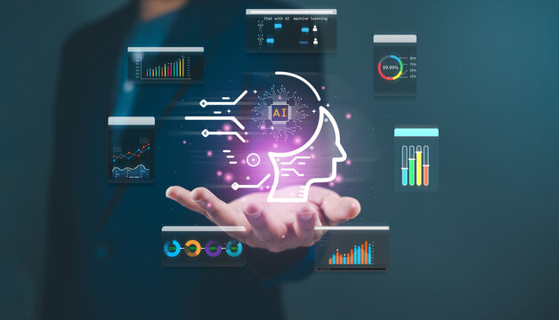 Chatbot Chat technology with AI, Artificial Intelligence smart robot AI, artificial intelligence  generates command prompt messaging communication chatbot marketing online talking customer service