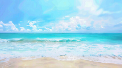 Obraz premium watercolor painting of ocean an a beach