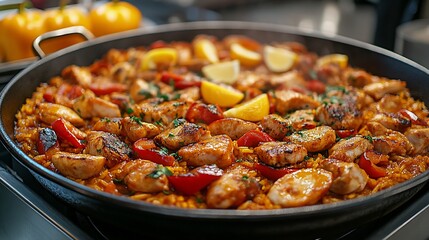 Spanish Paella, Cooking in a Pan