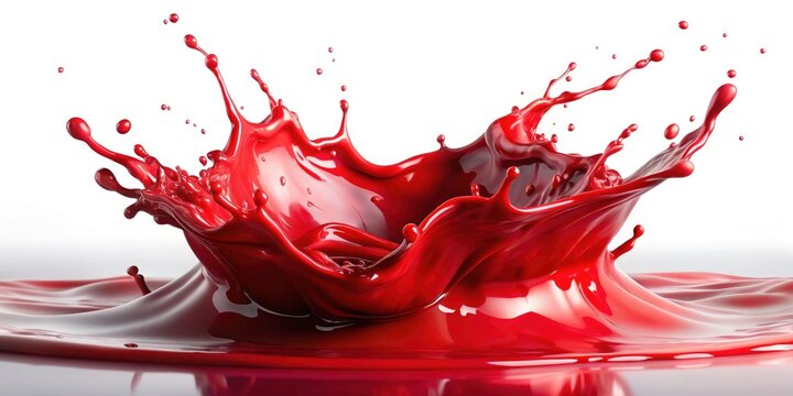 Code Red Splash: Dynamic Landscape Photography, Vibrant Drink, White Background