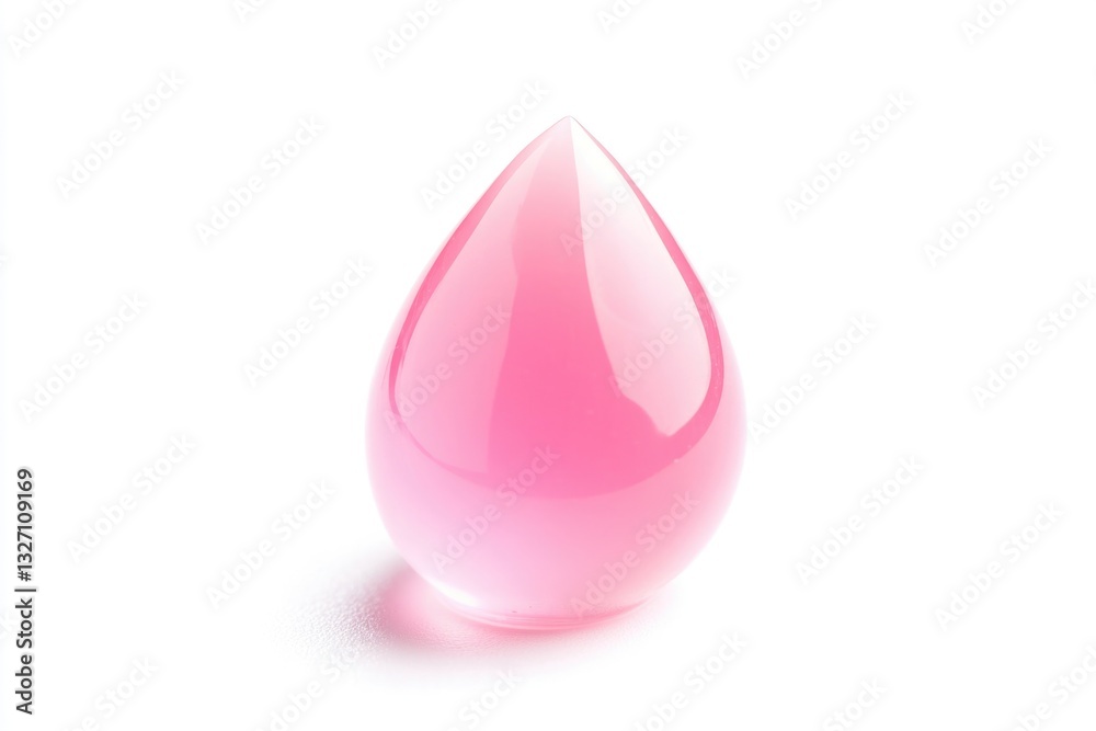 Poster a single pink glass tear-shaped object placed on a white surface