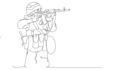 Line art illustration of a soldier