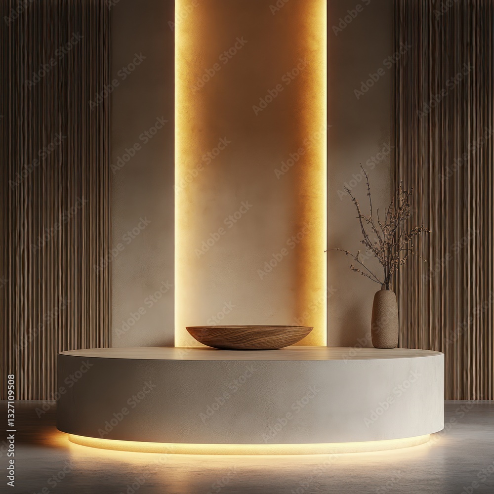 Leinwandbilder elegant interior design featuring soft lighting round table vase and bowl creating inviting visual m