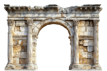 Ancient stone archway with intricate columns and details