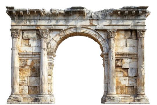 Ancient stone archway with intricate columns and details