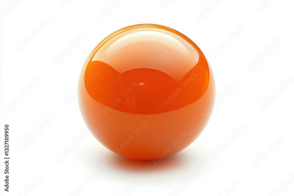 Poster luminous sphere orb in vivid orange tone minimalist composition high angle shot on a clean white bac