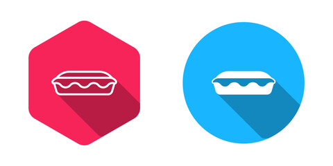 Filled and outline Homemade pie icon isolated with long shadow background. Vector