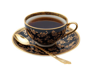 Isolated Tea Cup with Golden Spoon