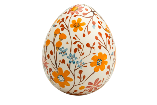 Floral patterned decorative egg on clear background
