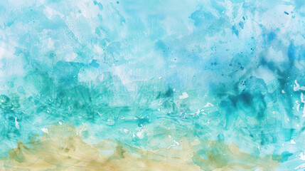 Obraz premium watercolor painting of ocean an a beach