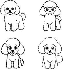 set of funny Dog line art coloring page