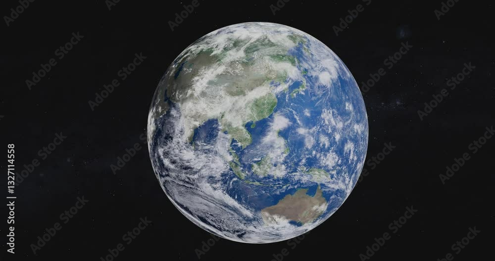 Wall mural solar system planet earth rotating in outer space. suitable for education usage, 4k loop video foota
