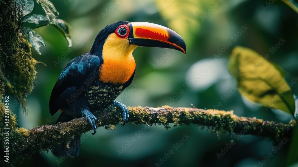 Poster a colorful bird sitting on a tree branch