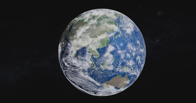 Solar system planet Earth rotating in outer space. Suitable for education usage, 4K loop video footage. Elements of this image furnished by NASA	