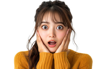 Expression of surprise on a young womans face